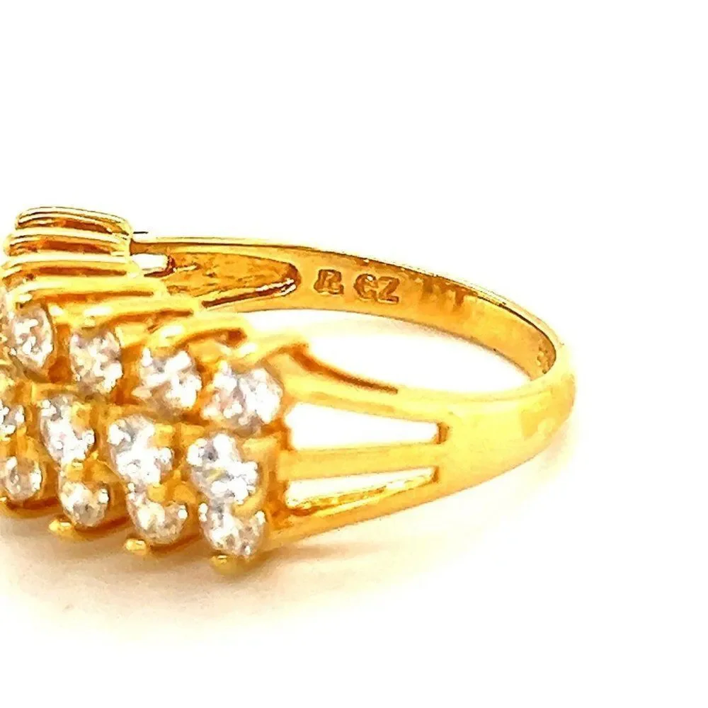 925 Gold Vermeil 3-Row‎ Diamonique Cz Ring